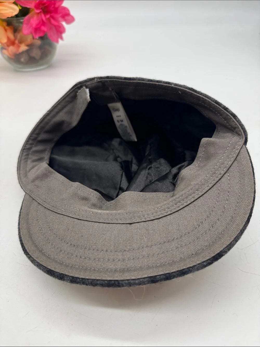 Gap Wool Blend Gray Plaid Bucket Cap Small